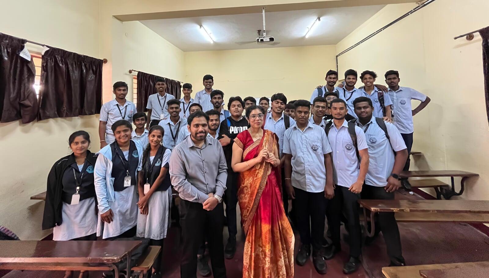 Tekvocation team with college students during Communication Skills Springboard training session focused on soft skills and career readiness.